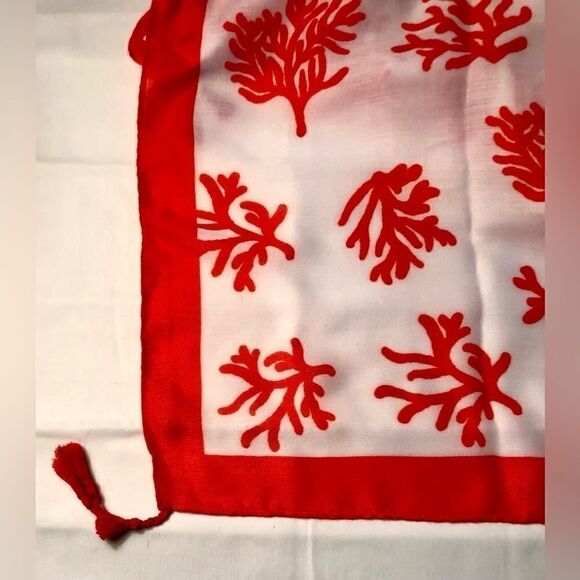 Mud Pie Scarf Coral Design in Orange/White - Picture 4 of 9